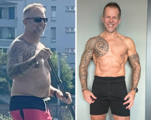 Before and after photos of Jeff Grant’s fitness journey in his 50s