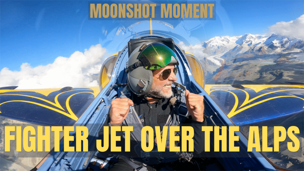 Jeff Grant flying inverted in a fighter jet over the Swiss Alps – Moonshot Moment